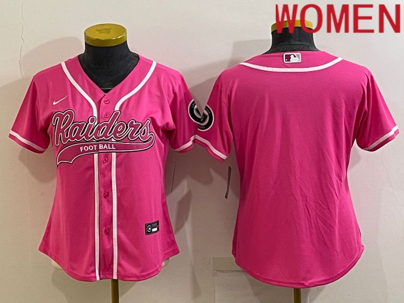 Women Oakland Raiders Blank Pink 2022 Nike Co branded NFL Jerseys->women nfl jersey->Women Jersey